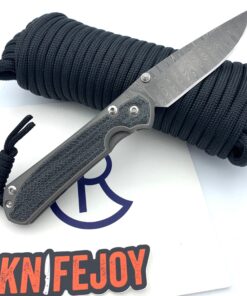 Chris Reeve Knives Small Sebenza 31 LH Black Canvas Micarta Inlay Drop Point Ladder Damascus Knife