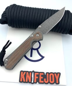 Chris Reeve Knives Small Sebenza 31 LH Natural Canvas Micarta Inlay Drop Point Ladder Damascus Knife