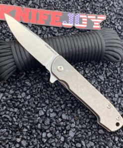 Defiant 7 Knives Kumu Titanium Flipper Knife Plain Stonewash Blade