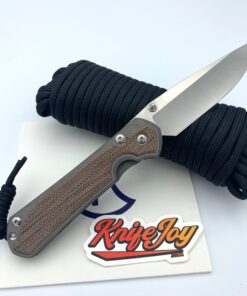 Chris Reeve Knives LEFT Hand Large Sebenza 31 Drop Point with Natural Canvas Micarta Inlay/Double Silver Lugs