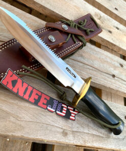 Randall Made Knives Model 14 Attack R14 SS2 ST BPH Brass Guard with Brown Sheath