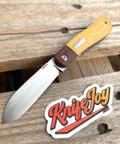 Enrique Pena Custom Front Flipper Dogleg Jack Antique Linear Paper with Canvas Micarta