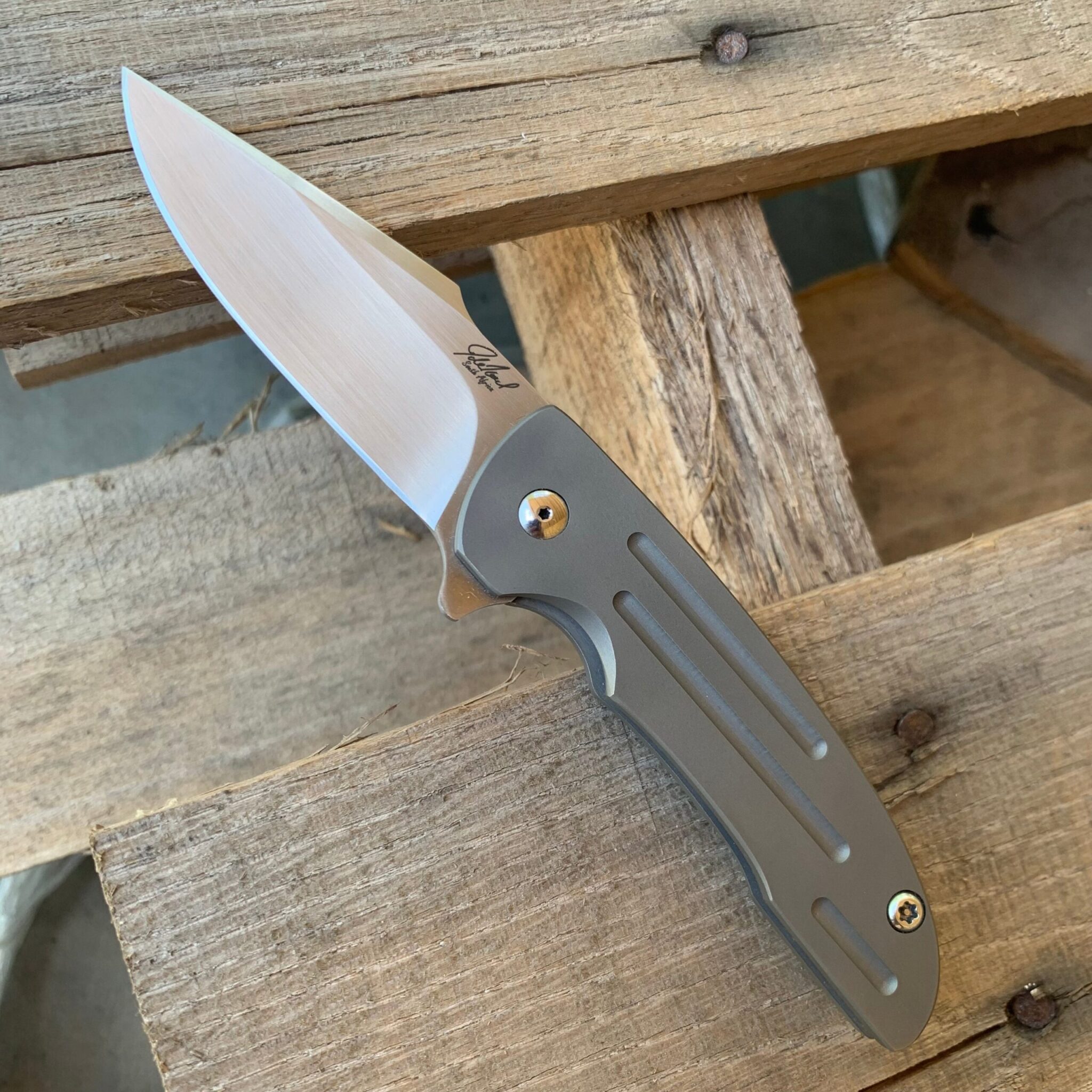 Jaco De Kock Custom Knives PL1 Ti Framelock Flipper M390 Blade