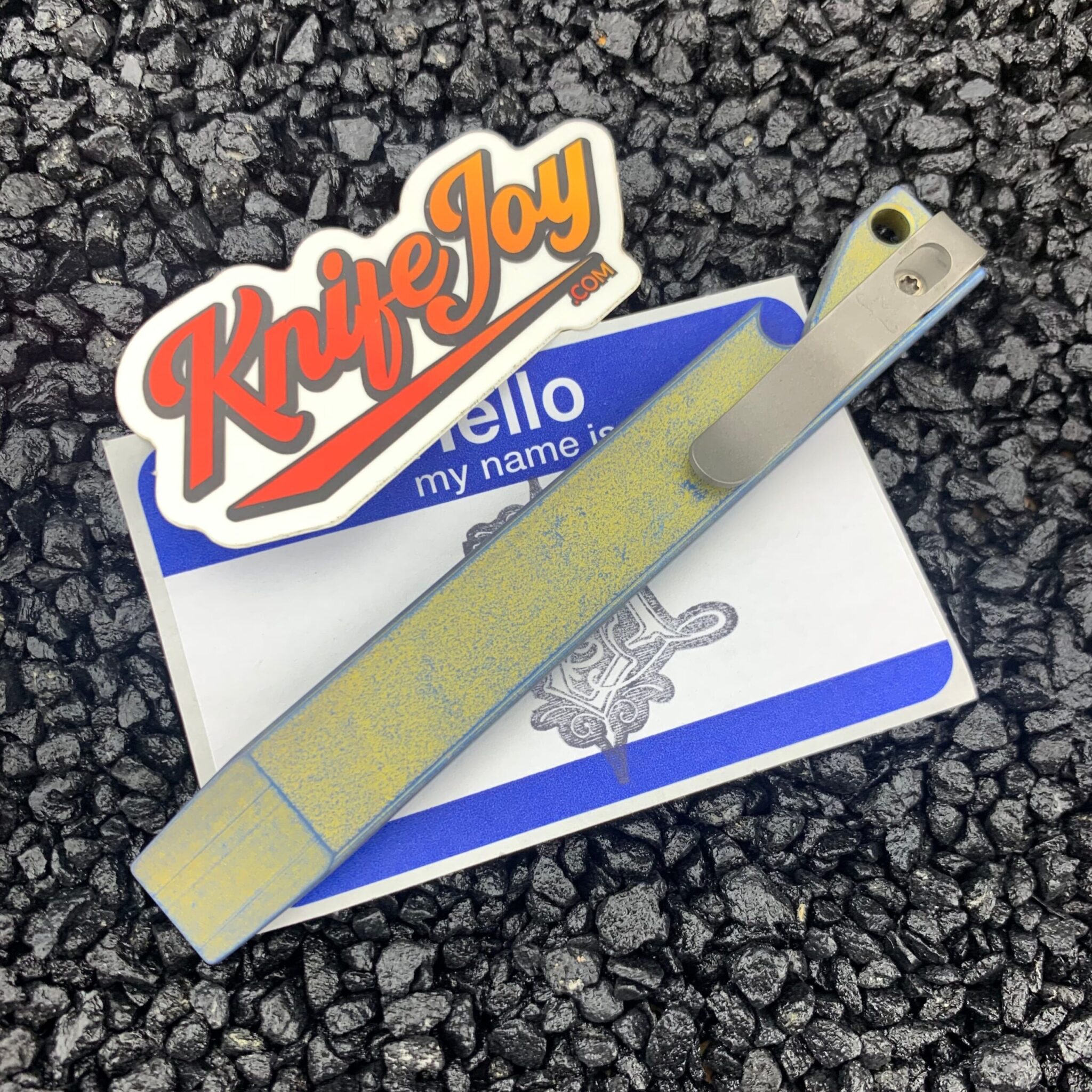 Maverick Customs 5" Anodized Yellow Stonewash Pocket Pry Bar EDC