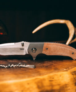 Enrique Pena Flipper Mini Diesel Brown Micarta with Mokuti Hardware/Clip X Series