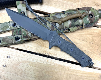 Chris Reeve Knives Pacific Clip Point SERRATED Black Fixed Blade