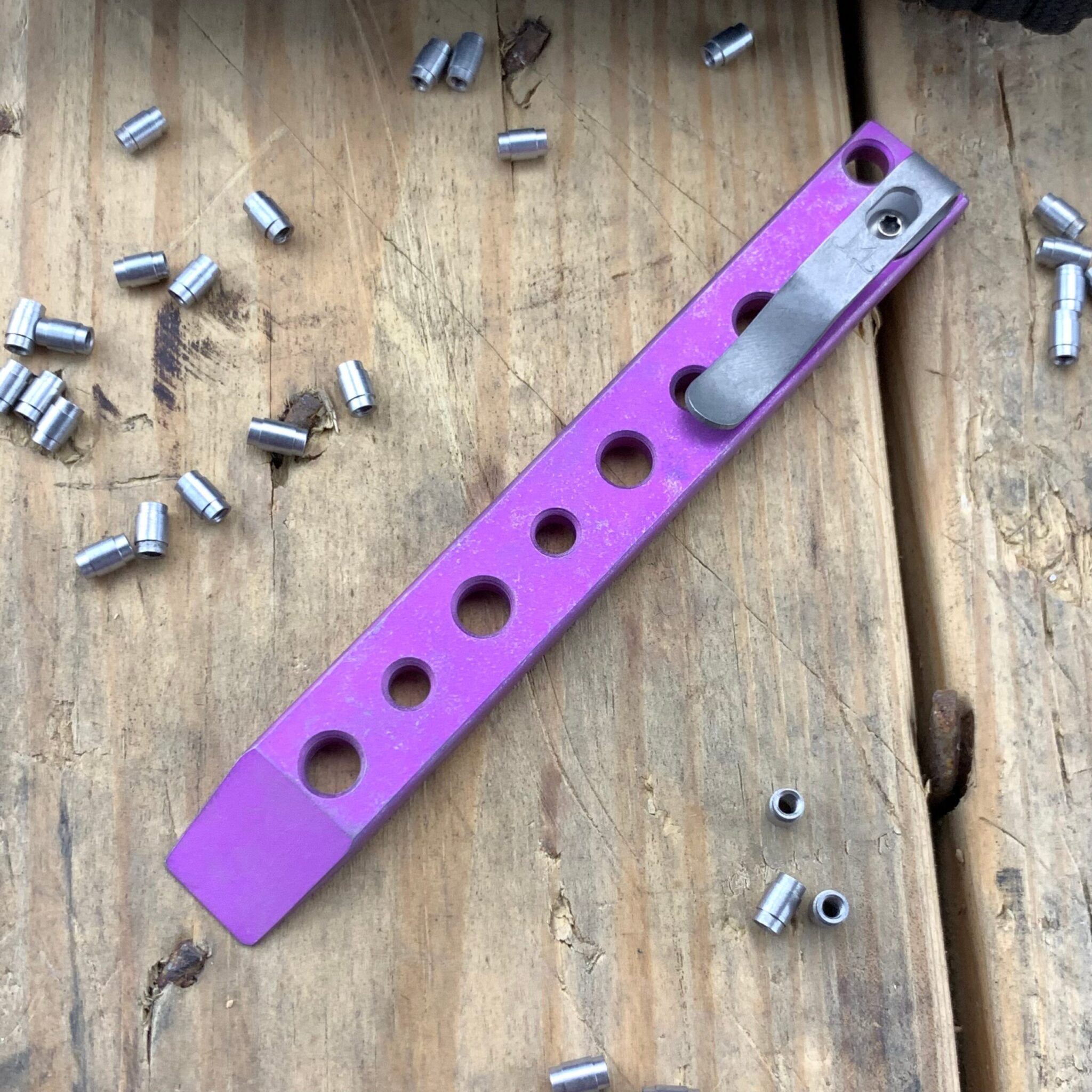 Maverick Customs 5" Drilled Purple Anodized EDC Pry Bar Tool