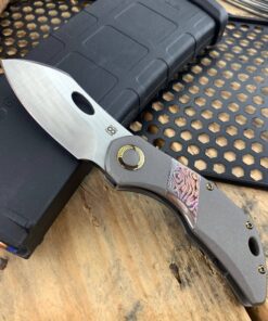 Olamic Cutlery Custom Busker 365 M390 Large Satin Blade/ Fedokume Inlay and Clip/ SAW File Backspacer