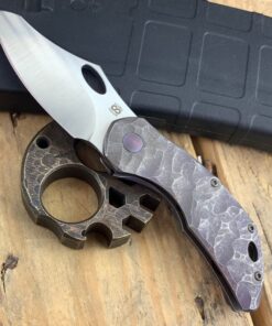 Olamic Cutlery Custom Busker 365 M390 Semper Satin Blade/ Rocks with Deep Purple Wash