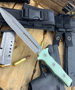 Heretic Knives H003-5A-JADE Nephilim Double Edge Battleworn Jade G10 Fixed Blade
