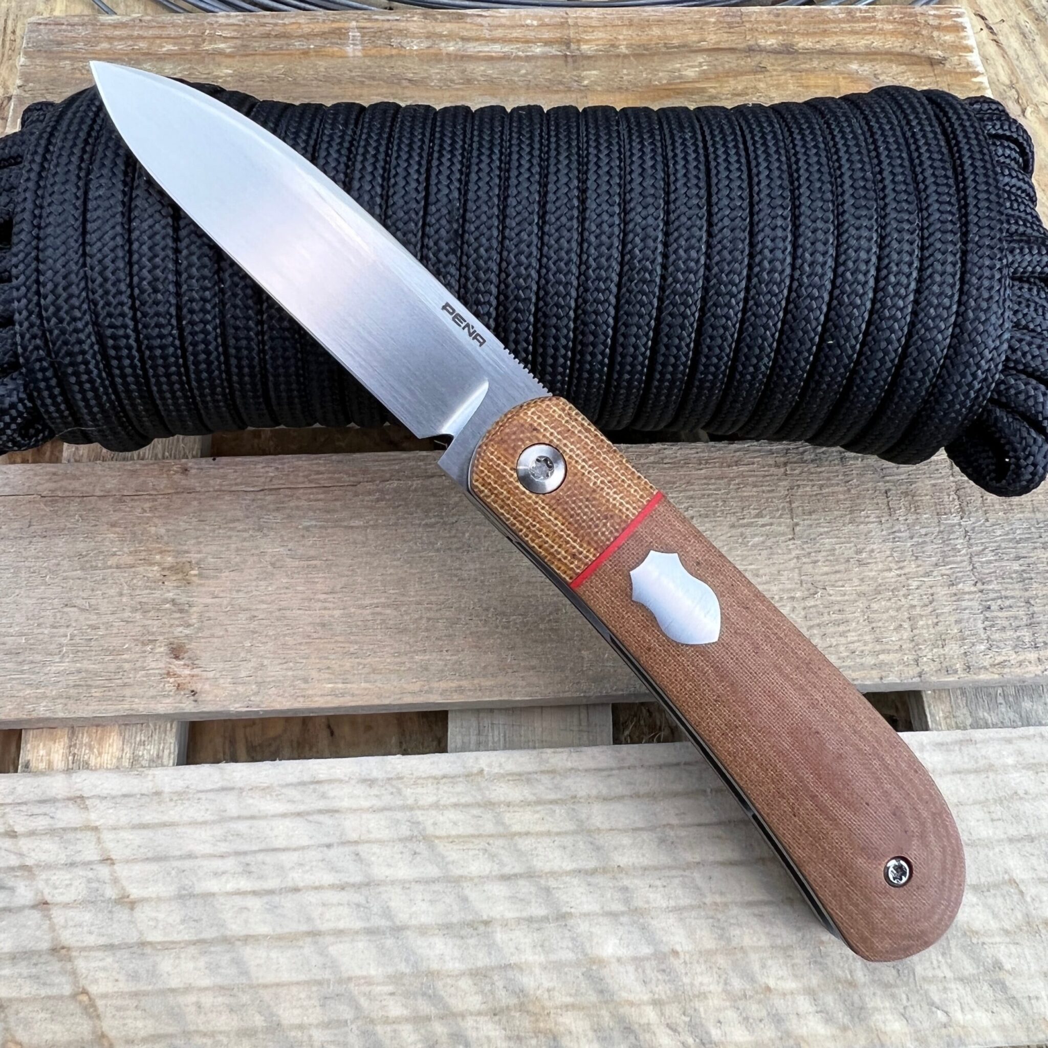 Enrique Pena Custom Front Flipper Zulu with Brown Micarta Handles