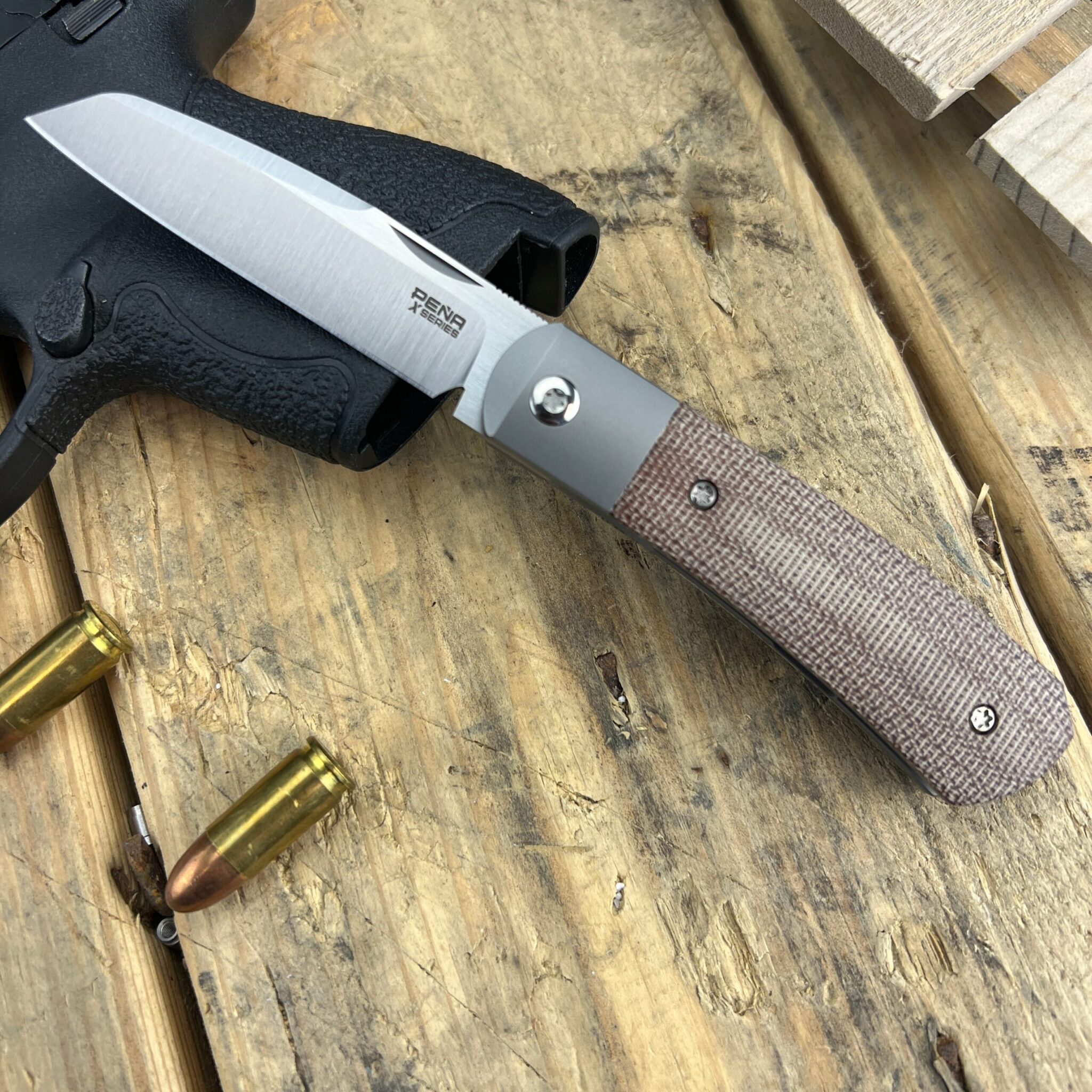 Enrique Pena X Series Apache Front Flipper Brown Micarta Knife