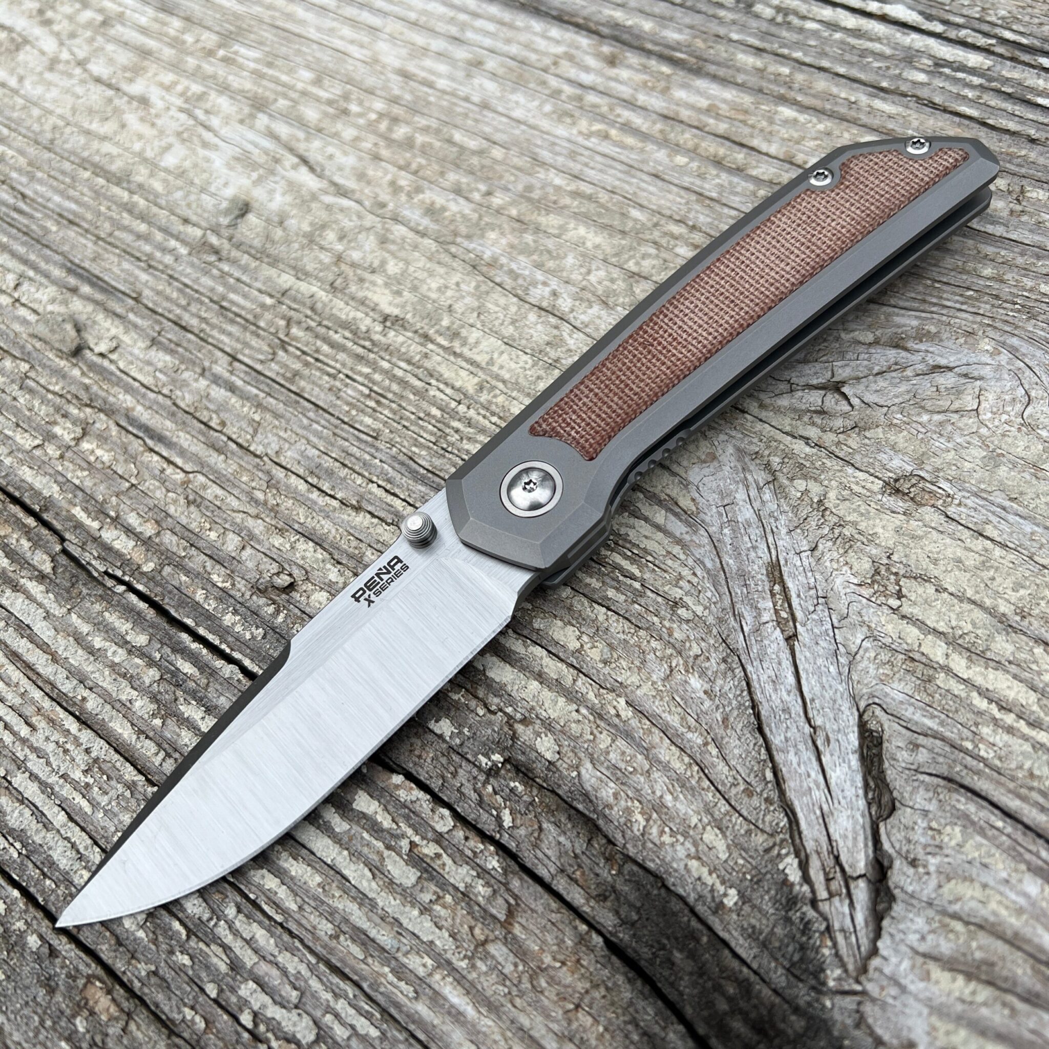 Enrique Pena X Series Thumbstud Old Mula Brown Canvas Micarta Inlay