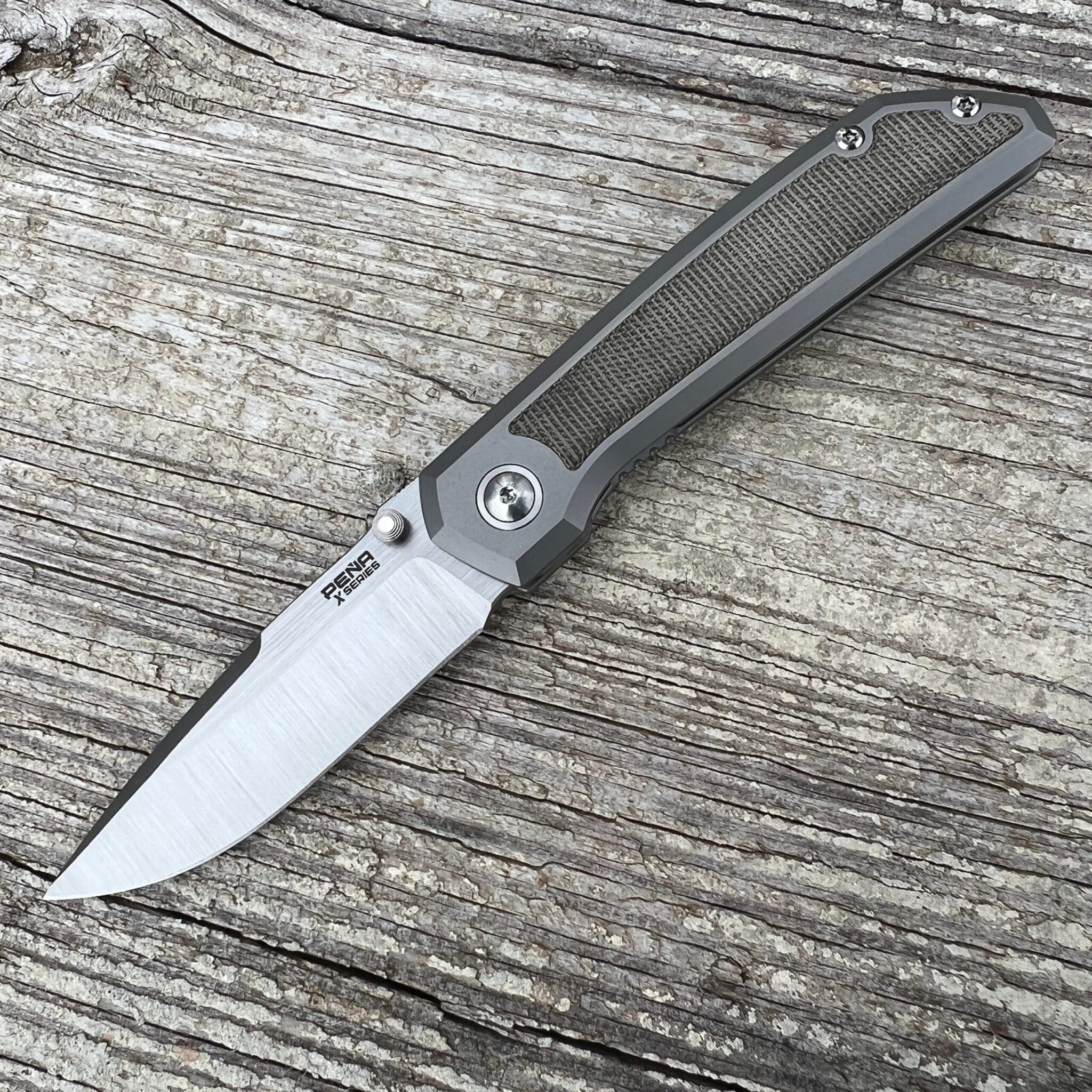 Enrique Pena X Series Thumbstud Old Mula Green Canvas Micarta Inlay