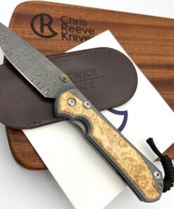 Chris Reeve Knives Large Sebenza 31 Drop Point Box Elder Inlay/ Ladder Damascus Matte Finish Handles