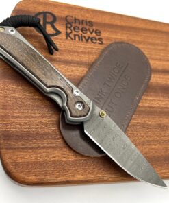 Chris Reeve Knives LEFT HAND Small Sebenza 31 Drop Point Ladder Damascus Blade with Bog Oak Inlay/ Matte Finish