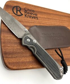 Chris Reeve Knives Large Sebenza 31 Drop Point Boomerang Damascus with Black Canvas Micarta Inlay