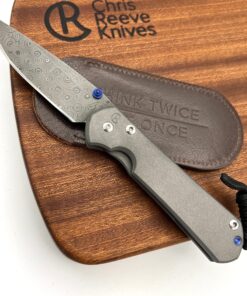 Chris Reeve Knives Small Sebenza 31 Drop Point Raindrop Damascus Blade DOUBLE BLUE LUGS with Plain Handles