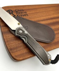Chris Reeve Knives Large Sebenza 31 Drop Point Magnacut/ DOUBLE GOLD LUG Blade with Bog Oak Inlays Glass Blasted Finish
