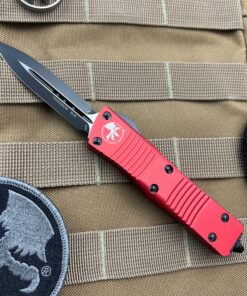MICROTECH 138-1RD Troodon OTF Auto Double Edge Black Blade with Red Aluminum Handles