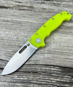 Demko Knives AD20S Exclusive Slim Shark Lock M390 Drop Point Blade with Dayglow G10 Handles(Hole in Blade)