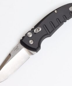 Hogue HOGK24110 A01-Microswitch Automatic Folder Tumbled Drop Point Blade with Matte Black Aluminum Frame