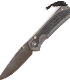 Chris Reeve Knives Large Sebenza 31 Drop Point Boomerang Damascus with Black Canvas Micarta Inlay/ Double Silver Lugs