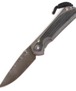 Chris Reeve Knives Large Sebenza 31 Drop Point Ladder Damascus with Black Canvas Micarta Inlay/ Double Silver Lugs