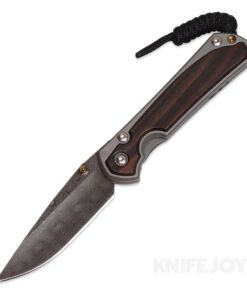 Chris Reeve Knives Small Sebenza 31 Drop Point Raindrop Damascus Blade with Macassar Ebony Inlays/Double Gold Lugs