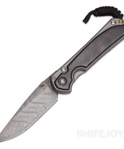 Chris Reeve Knives Small Sebenza 31 Drop Point Boomerang Damascus Blade with Macassar Ebony Inlays Matte Finish/ Double Gold Lugs