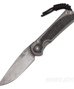 Chris Reeve Knives Small Sebenza 31 Black Canvas Micarta Inlay with Raindrop Damascus Drop Point Blade/ Double Silver Lugs