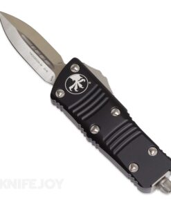 MICROTECH 238-4 Troodon-Mini OTF Auto Double Edge Satin Blade with Black Aluminum Handles