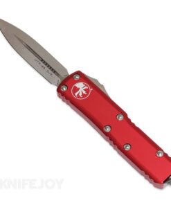 MICROTECH 232-10RD UTX-85 OTF Auto Double Edge Stonewash Blade with Red Aluminum Handles