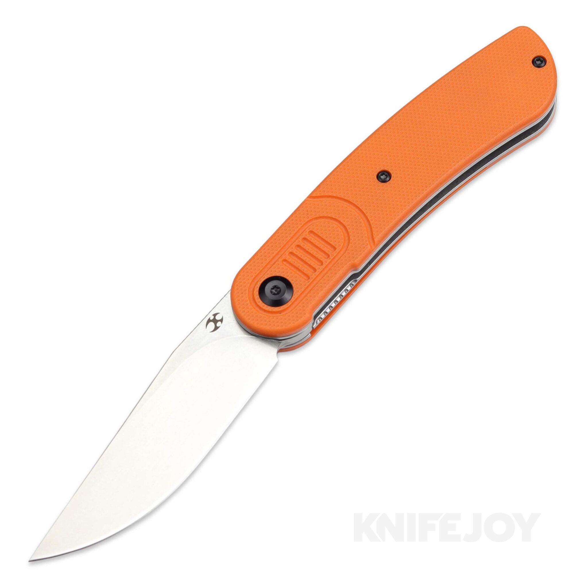 Kansept Knives T2025A3 Reverie Front Flipper Stonewashed Blade with Orange G10 Handles