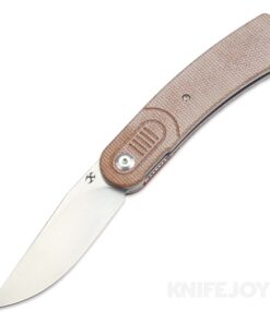 Kansept Knives T2025A6 Reverie Front Flipper Stonewashed Blade with Brown Micarta Handles