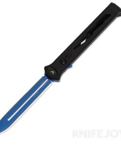 Paragon ASH-EST-SP-LB-B-CBLU Estilleto Dagger OTF Cerakote Blue Spear Point Blade with Black Handle  Aluminum Handle