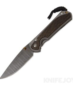 Chris Reeve Knives Large Sebenza 31 Ladder Damascus Drop Point Double Gold Lug Blade with Bog Oak Inlay Matte Handles