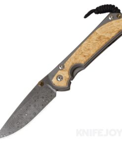 Chris Reeve Knives Large Sebenza 31 Raindrop Damascus Drop Point Double Gold Lug Blade with Box Elder Inlay Matte Finish Handles
