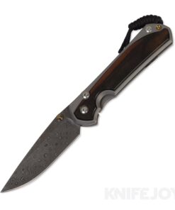 Chris Reeve Knives Large Sebenza 31 Raindrop Damascus Drop Point Blade with Macassar Ebony Inlay Matte Finish Handles