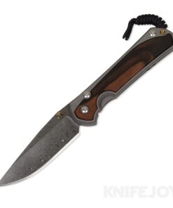 Chris Reeve Knives Large Sebenza 31 Boomerang Damascus Drop Point Double Gold Lug Blade with Macassar Ebony Inlays/ Matte Finish