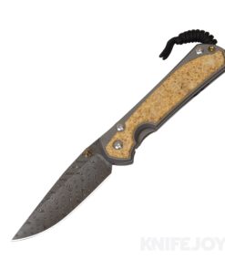 Chris Reeve Knives Large Sebenza 31 Boomerang Damascus Drop Point Blade with Box Elder Inlay Matte Finish Handles