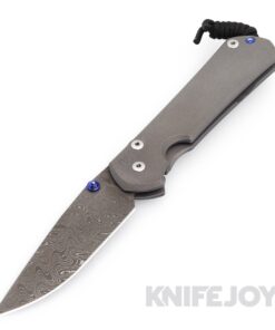 Chris Reeve Knives Large Sebenza 31 Plain Boomerang Damascus Drop Point with Double Blue Lugs Knife