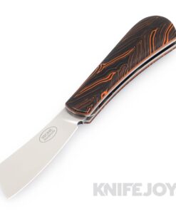 Tinus Stone STONE133 Small Cleaver SlipJoint with Orange/ Black Damascus G10 Handles and Orange Liners