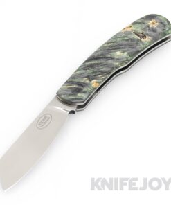 Tinus Stone STONE138 Gunstock Slipjoint with Green Dyed Maple Burl Handles/ Green Liners