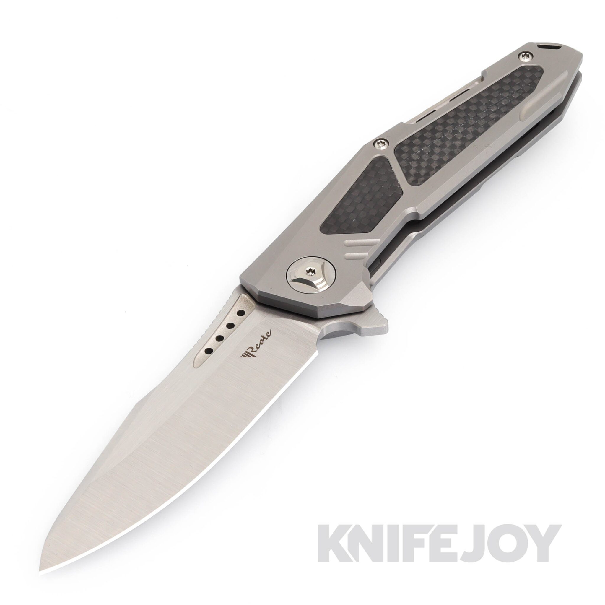 Reate K-3 Frame Lock Knife Satin Blade with Bead Blast Titanium/ Carbon Fiber Inlay Handles