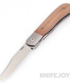 Enrique Pena X Series Front Flipper Large Texas Trapper M390 Blade with Brown Canvas Micarta Handles