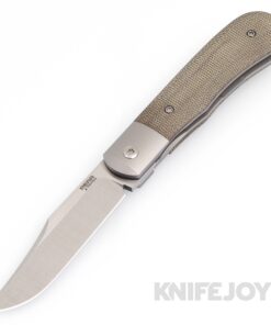 Enrique Pena X Series Front Flipper Large Texas Trapper M390 Blade with Green Canvas Micarta Handles
