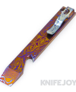Maverick Customs 4.50" Mokuti Scrambled Pattern Titanium Pocket Pry Bar/ Bottle Opener