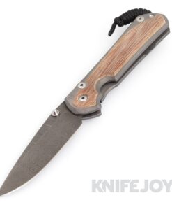 Chris Reeve Knives Large Sebenza 31 Drop Point Ladder Damascus Blade with Natural Canvas Micarta Inlay Handles