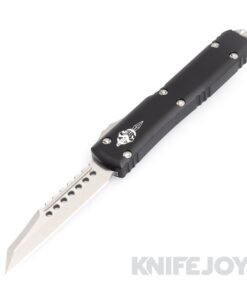 MICROTECH 119W-10S Ultratech Warhound OTF Auto Signature Series Standard Wharncliffe Blade with Black Aluminum Handles